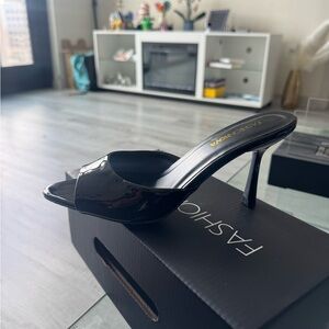 Fashion Nova Glossy Black Heels